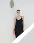 Long Slip Dress in Stretch Silk
