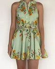 Baku Short Dress with Buckle in Green