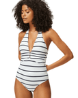 Nautical Stripe U Bar Halterneck One-Piece Swimsuit