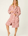 Let's Get Cozy Leopard Robe in Deep Wine