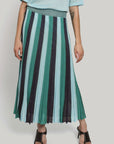 Pleated Maxi Skirt in Lagoon Blue