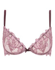 Lurex and Lace Lily Embroidery Demi Bra in Amarena