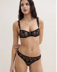 Hidden Treasure Underwired Half Cup Bra in Black