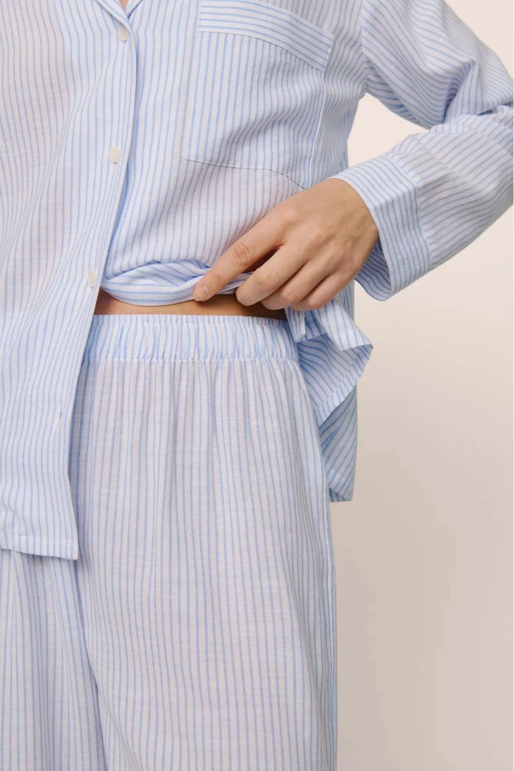 Nautico Long PJ Set in Nautico White/Cornflower Blue