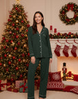Gisele Long PJ Set in Pine/Ivory