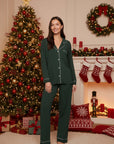 Gisele Long PJ Set in Pine/Ivory