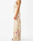 V-Neck Full Length Bias Slip Dress in Adorned Aranjuez