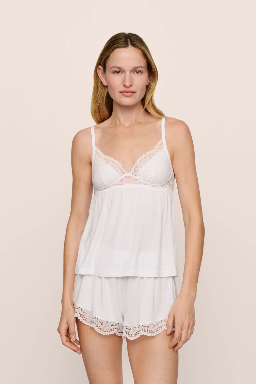 Beatrix Cami and Short Set in White