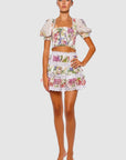 Greta Short Skirt in White Botanic