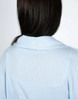 Cannes Pinstripe Robe in Cool Blue