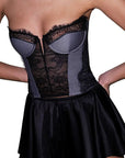 Poplin and Lace Plunge Bustier