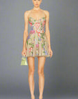 Marlene Short Dress in Olive Botanic