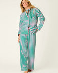Pink and Green Flannel Stripe Long PJ Set