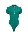 Rib Polo Bodysuit in Lucky