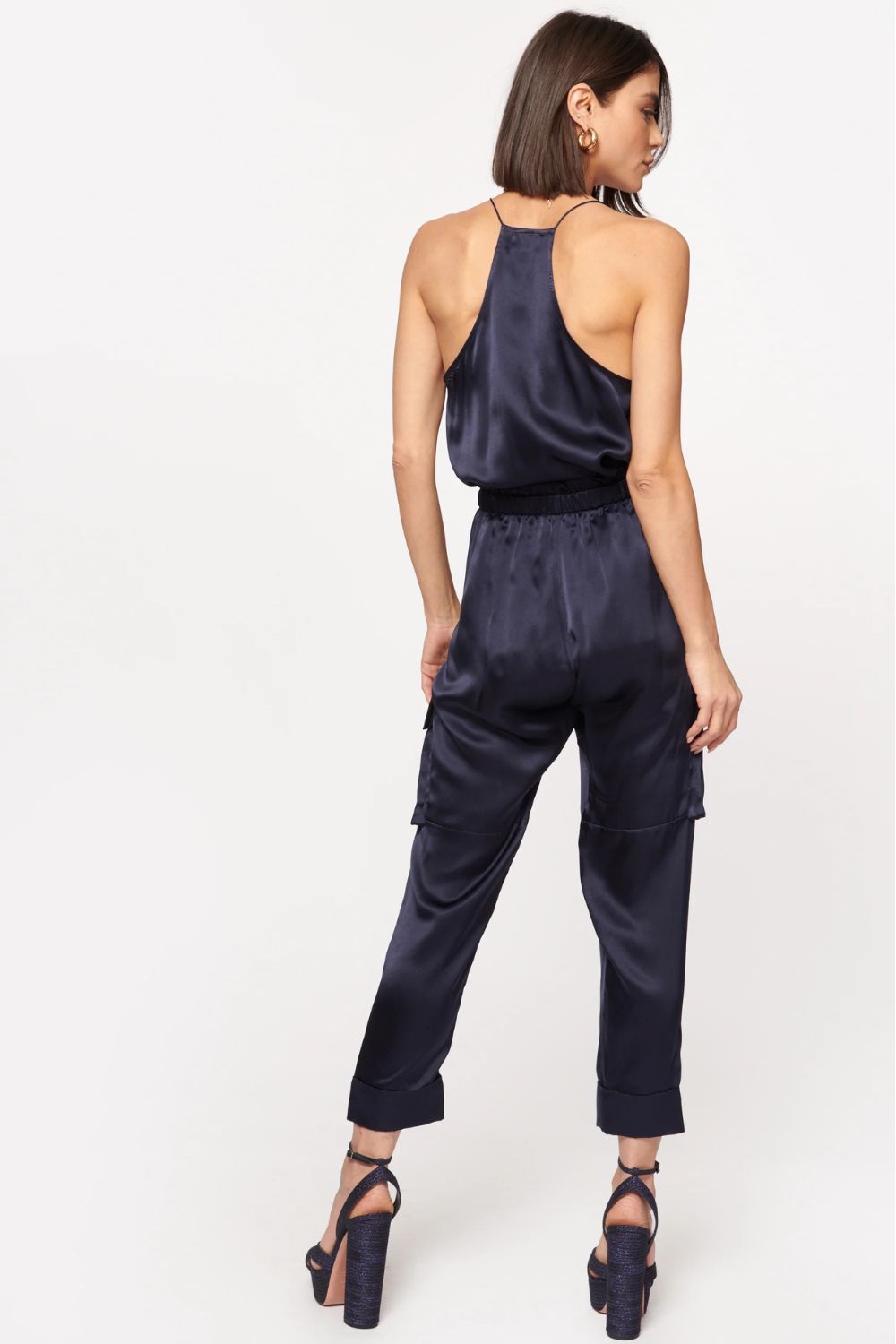 Racer Charmeuse Cami in Navy