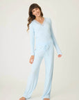 Long Sleeve Lacey PJ Set in Blue Haze