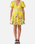 Deep V-Mini Dress in Lady Limonada