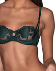 Rose Logo Embroidery Balconette Bra in Evergreen