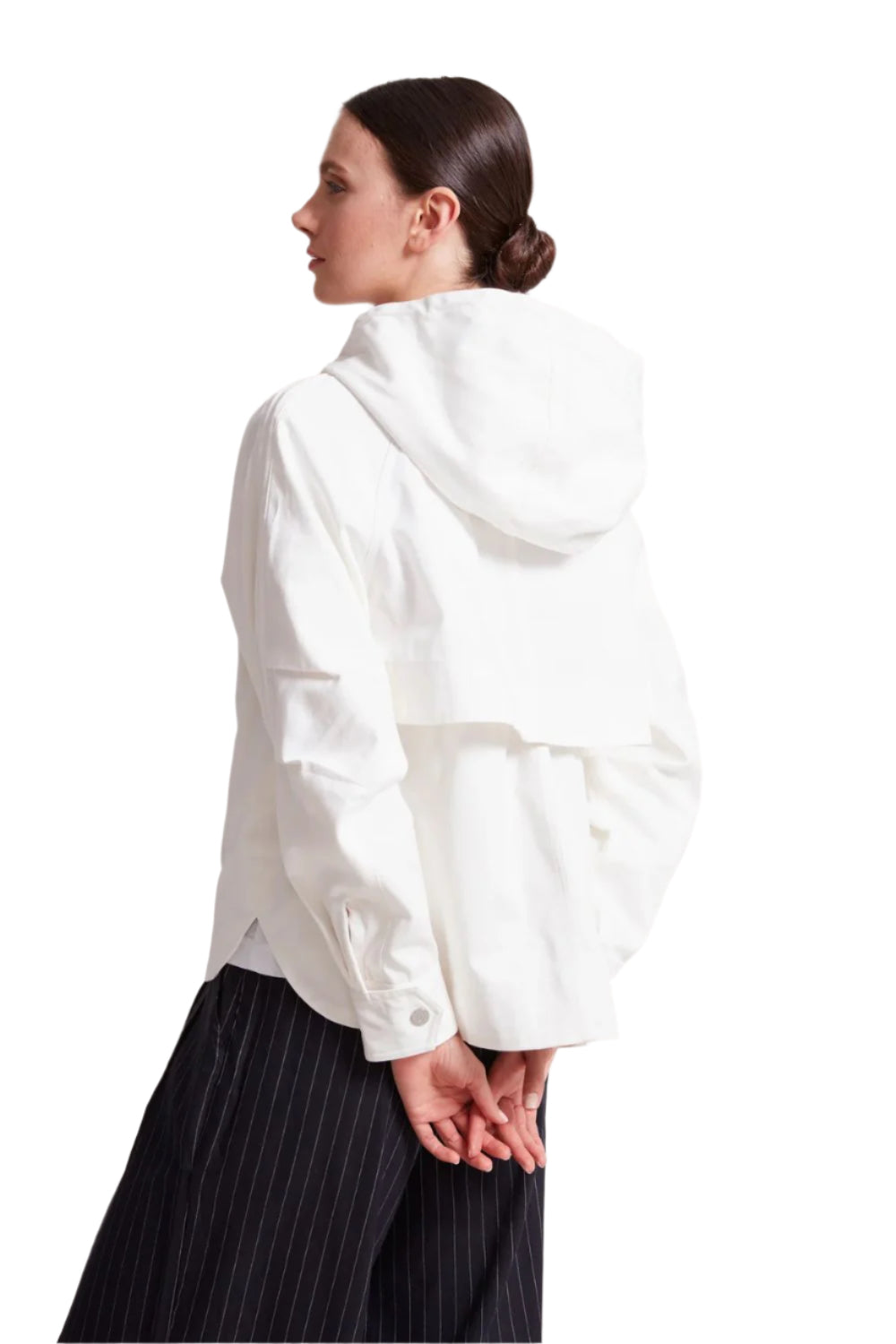 Taika Hooded Raglan Sleeve Jacket in White