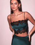Silk and Lace Bandeau Top in Evergreen