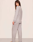 Gisele Printed Long PJ Set in Geosphere Gray Dawn/Navy