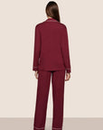 Gisele Long PJ Set in Bordeaux/Ivory