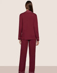 Gisele Long PJ Set in Bordeaux/Ivory