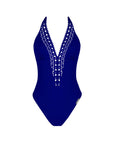 Ajourage Couture Non Wire Swimsuit Plunging Neckline in Outremer
