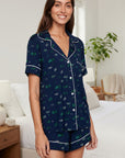 Gisele Printed Relaxed Short PJ Set in Forest Pine Navy/Ivory