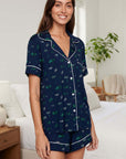 Gisele Printed Relaxed Short PJ Set in Forest Pine Navy/Ivory