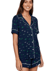 Gisele Printed Relaxed Short PJ Set in Forest Pine Navy/Ivory