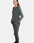 Racer Stripe Hoodie and Ribbed Racer Stripe Sweatpants in Charcoal/Flannel Stripe