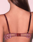 Lurex and Lace Lily Embroidery Demi Bra in Amarena