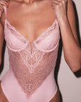 Bianca Lace Bodysuit in Peach Blossom