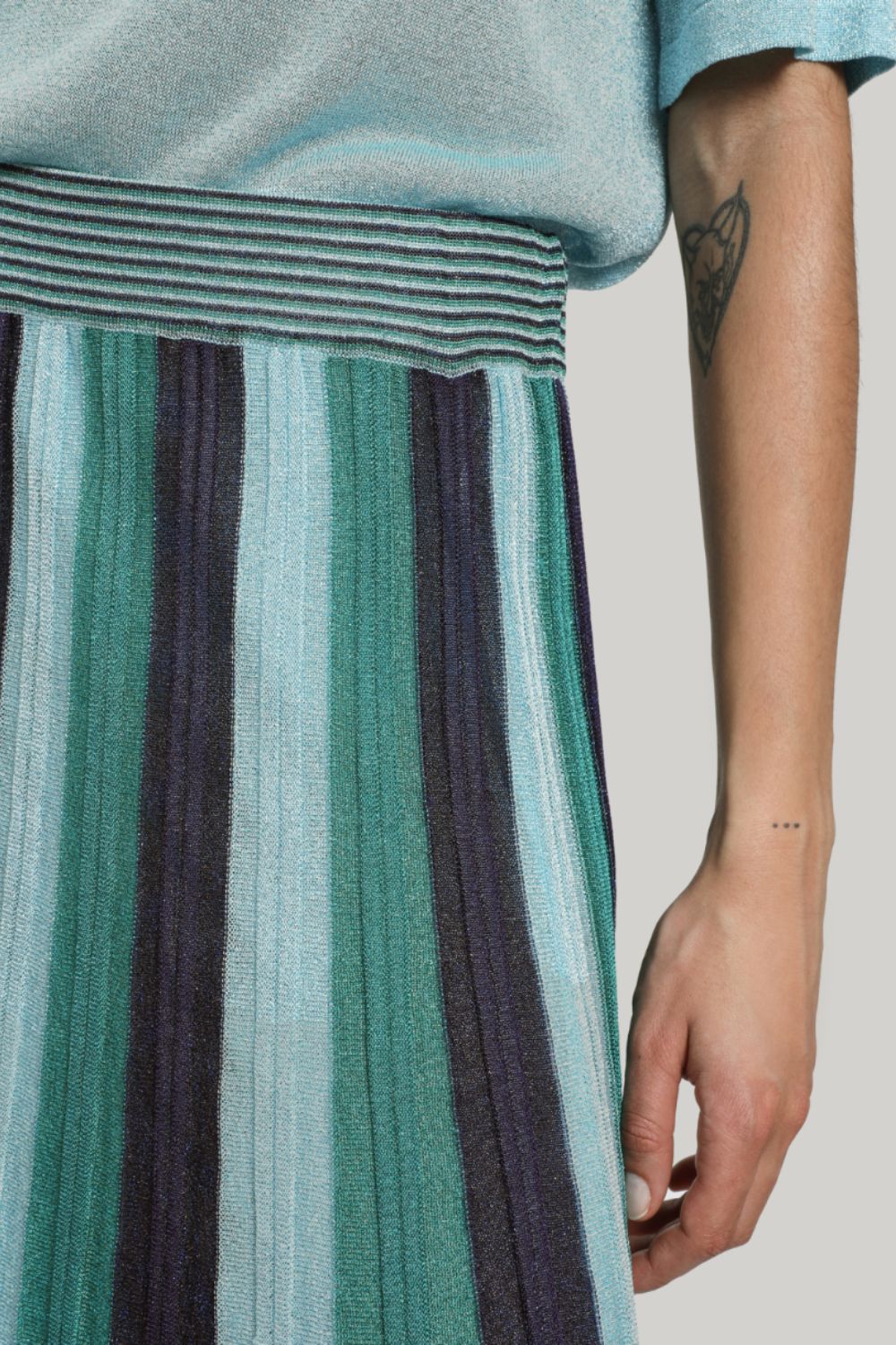 Pleated Maxi Skirt in Lagoon Blue