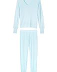 Textured Long Pajama Set in Light Sky