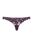 Lily Embroidery Hipster Thong in Aubergine