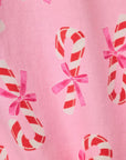Pink Candy Cane Flannel Long PJ Set