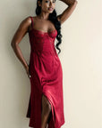 La Divinia Slip Dress in Wine