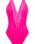 Ajourage Couture Non Wire Swimsuit Plunging Neckline in Fuchsia