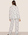 Gisele Printed Long PJ Set in Ski Chalet Ivory/Pine