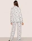 Gisele Printed Long PJ Set in Ski Chalet Ivory/Pine