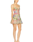 Marlene Short Dress in Olive Botanic