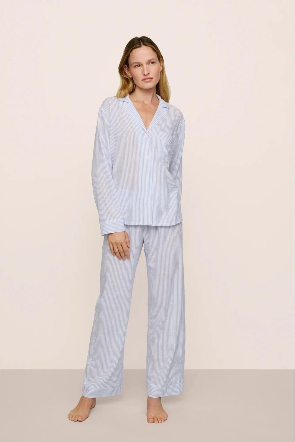 Nautico Long PJ Set in Nautico White/Cornflower Blue