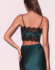 Silk and Lace Bandeau Top in Evergreen