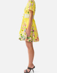 Deep V-Mini Dress in Lady Limonada