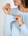 Cannes Pinstripe Long Set in Cool Blue