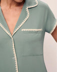 Frida Shortie PJ Set in Eucalyptus/Ivory