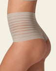 Slimming Lace Stripe High-Waisted Thong Panty