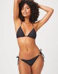 Black Triangle Rope Bikini Top and Triangle Bottom Set
